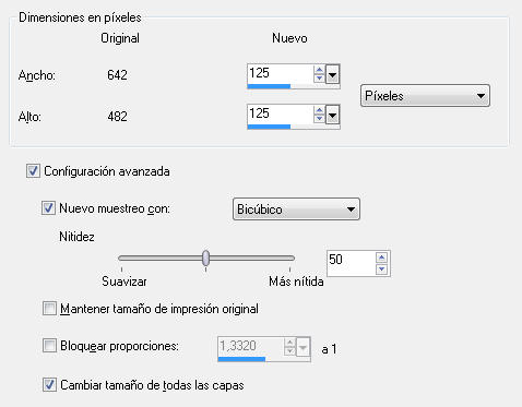 cambiar el tamaño